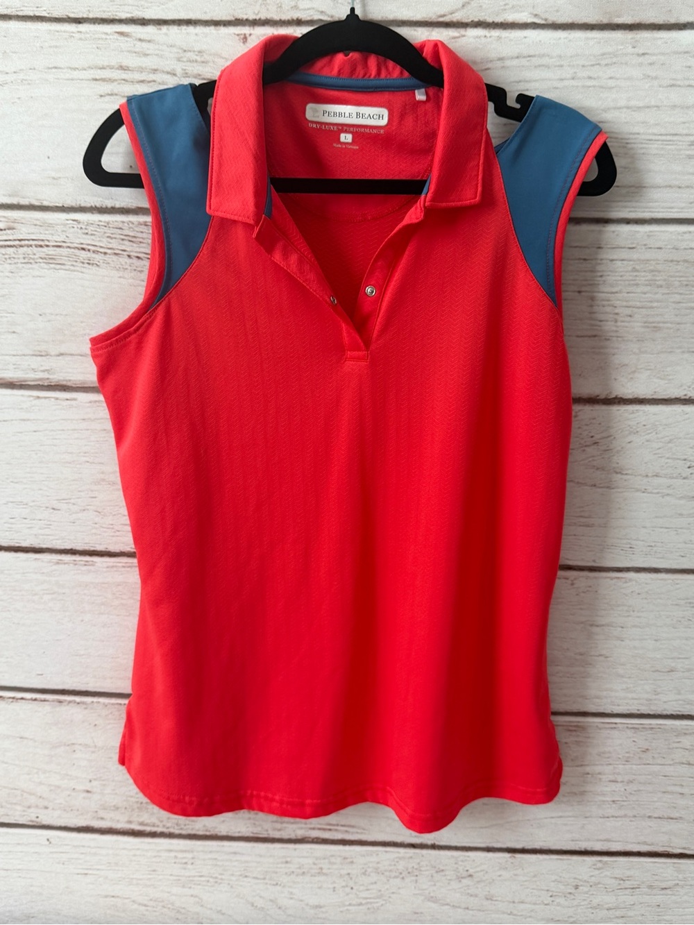 Pebble Beach Women’s Sleeveless Golf Polo Top Large Peekaboo Shoulder Cutouts
